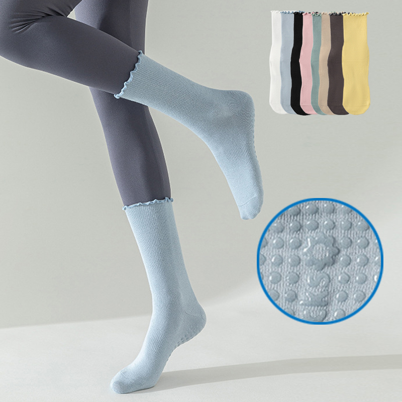 Pilates Yoga Zumba - Einfarbige Wellenkante Damen Yoga Pilates Socken