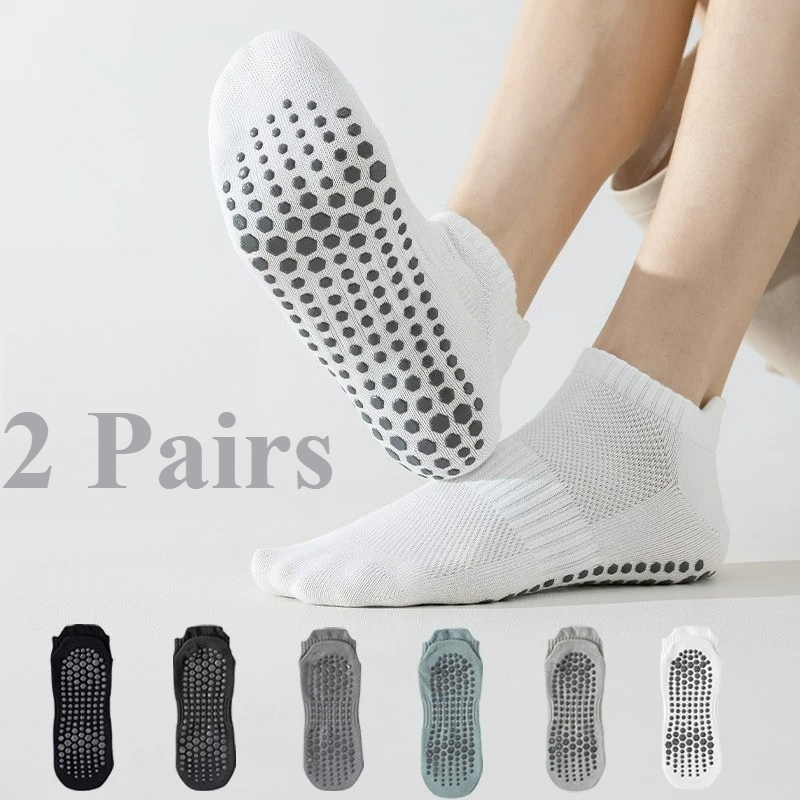 Pilates Yoga &A - 2/1 Paar Herren-Silikon-Anti-Rutsch-Yoga-Socken, Boden-Pilates-Socken aus Baumwolle,